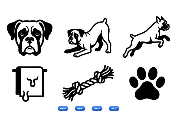 Boxer Dog SVG Icon Collection