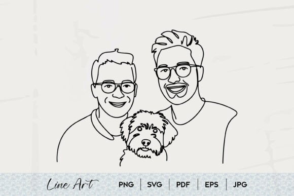 Couple Dog Line Art Portrait Review