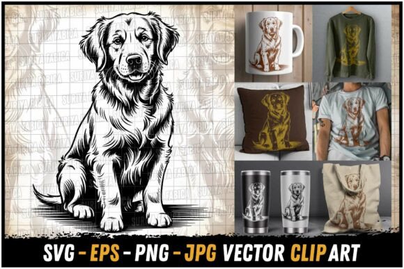 Cute Golden Retriever Sitting Dog SVG Review