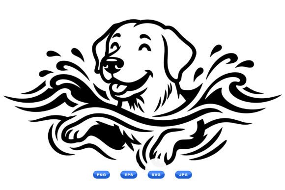 Happy Swimming Dog SVG