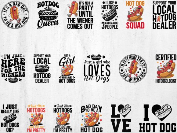 Hot Dog Svg Bundle for Bold Embroidery