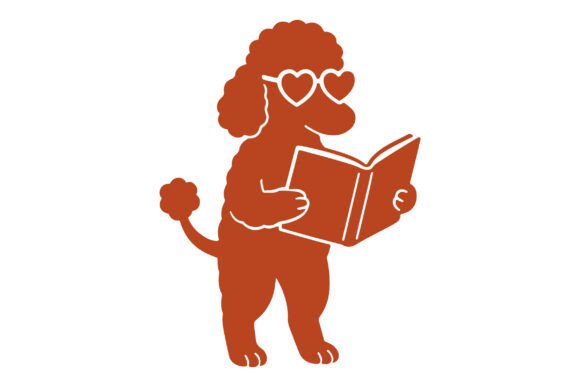 Poodle Reading Book SVG Clipart